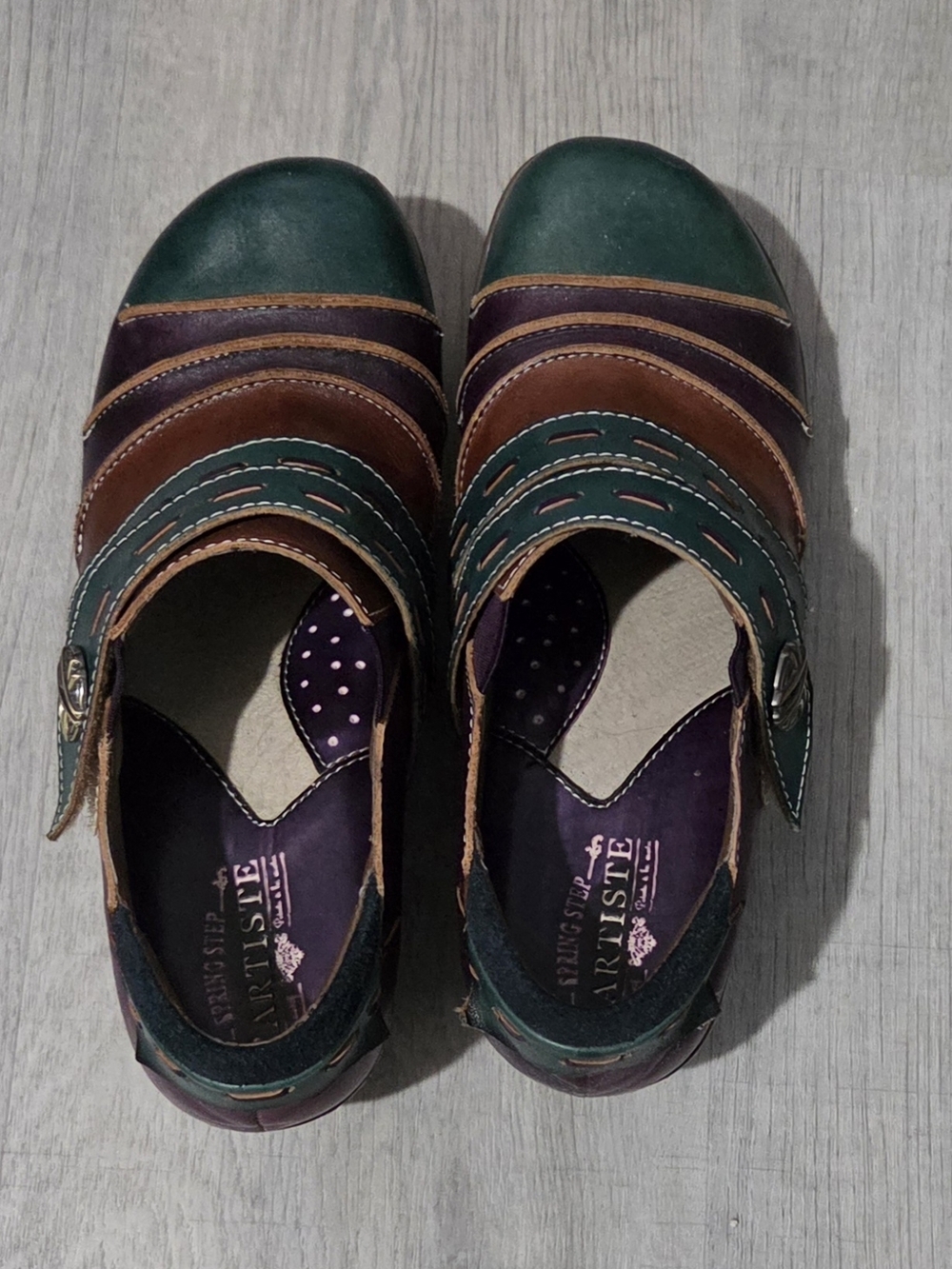 L'Artiste Women's Multicolor Leather Casual Shoes - Green/Brown/Purple - Picture 2 of 3
